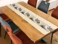 Bieżnik dekoracyjny Flora 40x180 cm beżowy z pasem liści