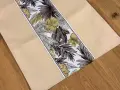 Bieżnik dekoracyjny Flora 50x100 cm beżowy z pasem liści