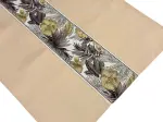 Bieżnik dekoracyjny Flora 70x140 cm beżowy szeroki z pasem liści