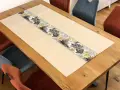 Bieżnik dekoracyjny Flora 70x140 cm beżowy szeroki z pasem liści