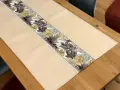 Bieżnik dekoracyjny Flora 70x140 cm beżowy szeroki z pasem liści