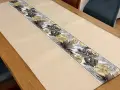 Bieżnik dekoracyjny Flora 70x140 cm beżowy szeroki z pasem liści