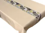 Obrus dekoracyjny Flora 130x180 cm beżowy z pasem liści