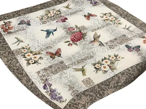 Obrus gobelinowy 100x100 cm Kolibry i Motyle