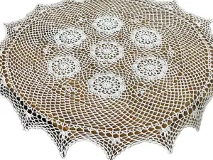 Obrus szydełkowy śr. 85 cm biały okrągły