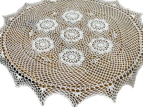Obrus szydełkowy śr. 85 cm biały okrągły