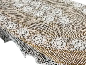 Obrus szydełkowy 140x220 cm biały owalny