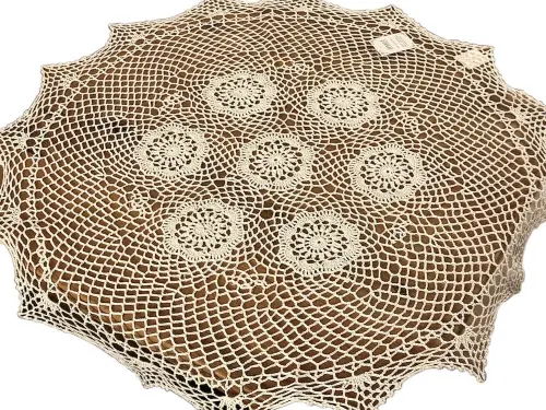 Obrus szydełkowy śr. 85 cm ecru okrągły