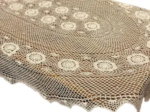 Obrus szydełkowy 140x220 cm ecru owalny