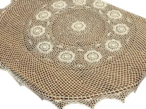 Obrus okrągły śr. 130 cm szydełkowy ecru