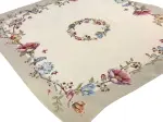 Obrus gobelinowy 100x100 cm w kwiaty i ptaki