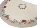 Obrus gobelinowy okrągły śr. 140 cm w kwiaty i ptaki
