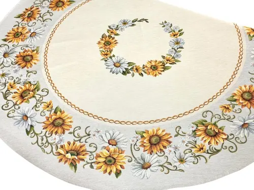 Obrus gobelinowy okrągły śr. 140 cm Słoneczniki
