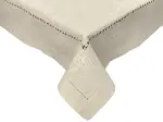Obrus bawełniany haftowany z mereżką 130x170 cm naturalny beż