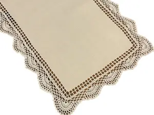 Bieżnik 45×110 cm z koronką szydełkową ecru