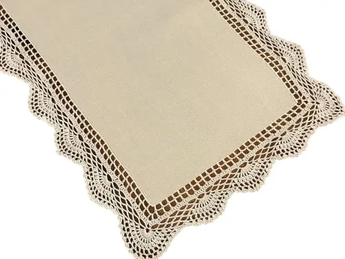 Bieżnik 45×110 cm z koronką szydełkową ecru