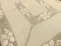 Obrus 130×170 cm z koronką szydełkową ecru