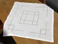 Biały obrus z lnem 85x85 cm z mereżką i haftem