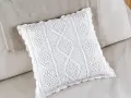 Biała poszewka dziergana 40x40 cm – Plecionka