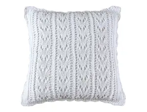 Biała poszewka dziergana 40x40 cm – Jodełka