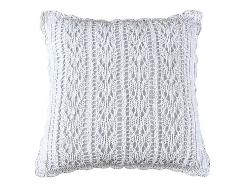 Biała poszewka dziergana 40x40 cm – Jodełka
