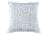 Biała poszewka dziergana 40x40 cm – Romby