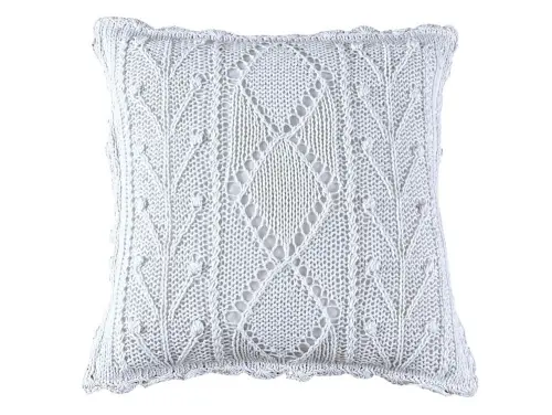 Biała poszewka dziergana 40x40 cm – Romby