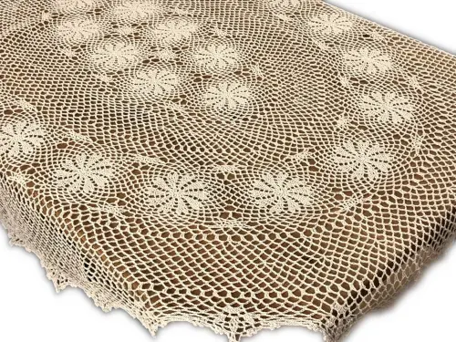 Obrus szydełkowy 140x210 cm owalny ecru