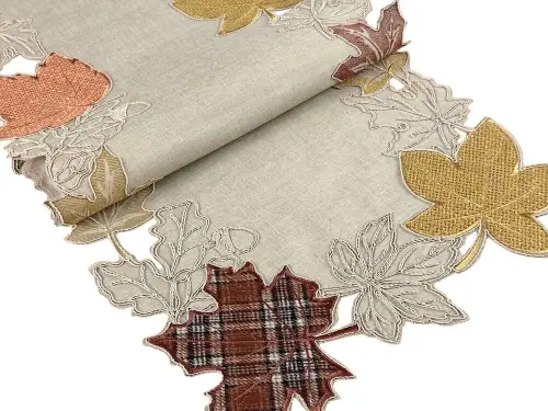 Bieżnik 40x140 cm Liście w kratę