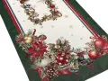 Bieżnik świąteczny gobelinowy 40x100 cm zielony w bombki