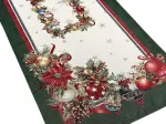 Bieżnik świąteczny gobelinowy 40x100 cm zielony w bombki