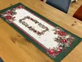Bieżnik świąteczny gobelinowy 40x100 cm zielony w bombki