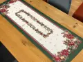 Bieżnik świąteczny gobelinowy 45x140 cm zielony w bombki