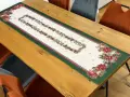Bieżnik świąteczny gobelinowy 45x180 cm zielony w bombki