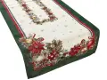 Bieżnik świąteczny gobelinowy 45x180 cm zielony w bombki