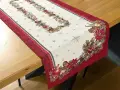 Bieżnik świąteczny gobelinowy 45x140 cm czerwony w bombki