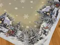 Obrus świąteczny gobelinowy 100x100 cm Zimowa Chatka