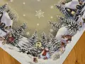Obrus świąteczny gobelinowy 100x100 cm Zimowa Chatka