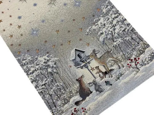 Bieżnik świąteczny gobelinowy 40x100 cm Srebrna Zima