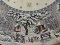 Obrus świąteczny gobelinowy okrągły śr. 90 cm Srebrna Zima