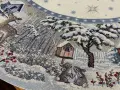 Obrus świąteczny gobelinowy okrągły śr. 90 cm Srebrna Zima