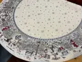 Obrus świąteczny gobelinowy okrągły śr. 140 cm Srebrna Zima