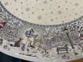 Obrus świąteczny gobelinowy okrągły śr. 140 cm Srebrna Zima