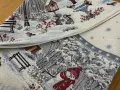 Obrus świąteczny gobelinowy okrągły śr. 140 cm Srebrna Zima
