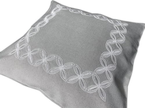 Poszewka haftowana 40x40 cm szara